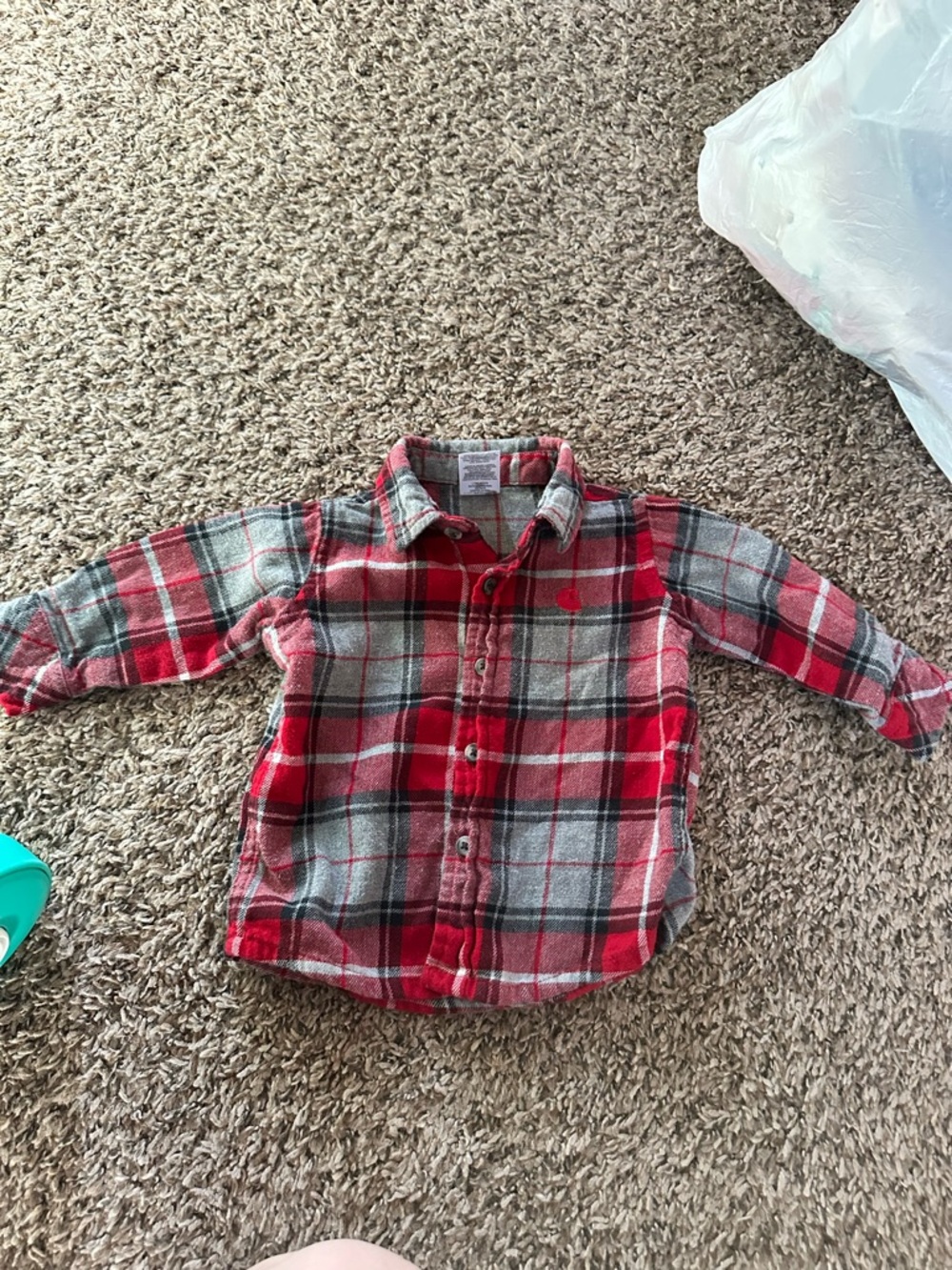 Carhartt Red and Gray Plaid Button-Down Shirt